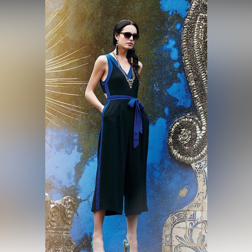 Anthropology Becas Jumpsuit navy and royal blue